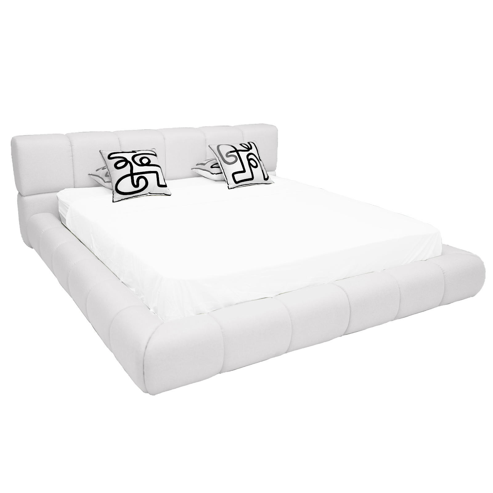 Bed Cloudy (queen size) in velvet off-white