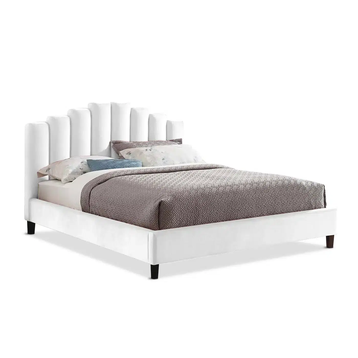 Bed Antonio (queen size) in velvet off-white